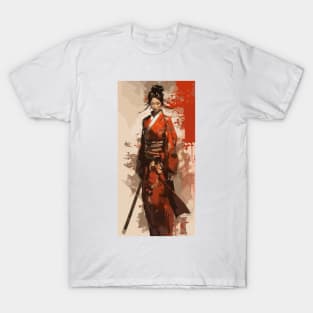 Samurai girl with katana T-Shirt